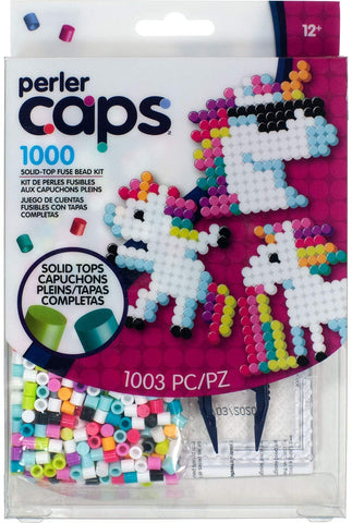 80-54656 Perler Caps 1000 Solid Top Fuse Bead Kit Unicorn